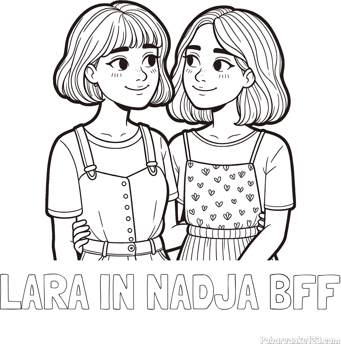 Pobarvanka imena LARA IN NADJA BFF in pobarvanka dveh najboljših prijateljic