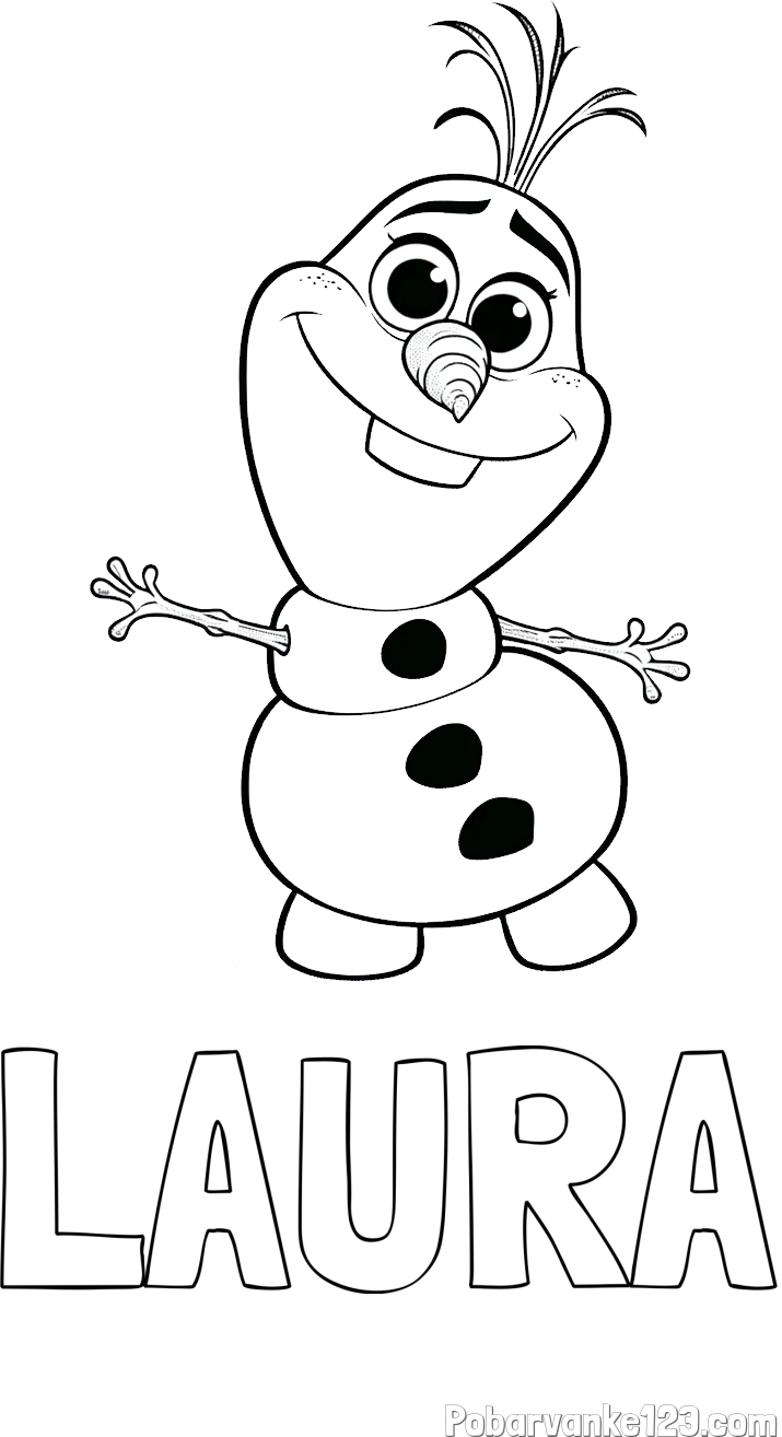 Pobarvanka imena LAURA in pobarvanka prisrčnega snežaka Olaf
