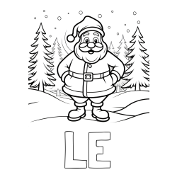 Online izdelana pobarvanka - Pobarvanka imena LE in pobarvanka Božička v gozdu