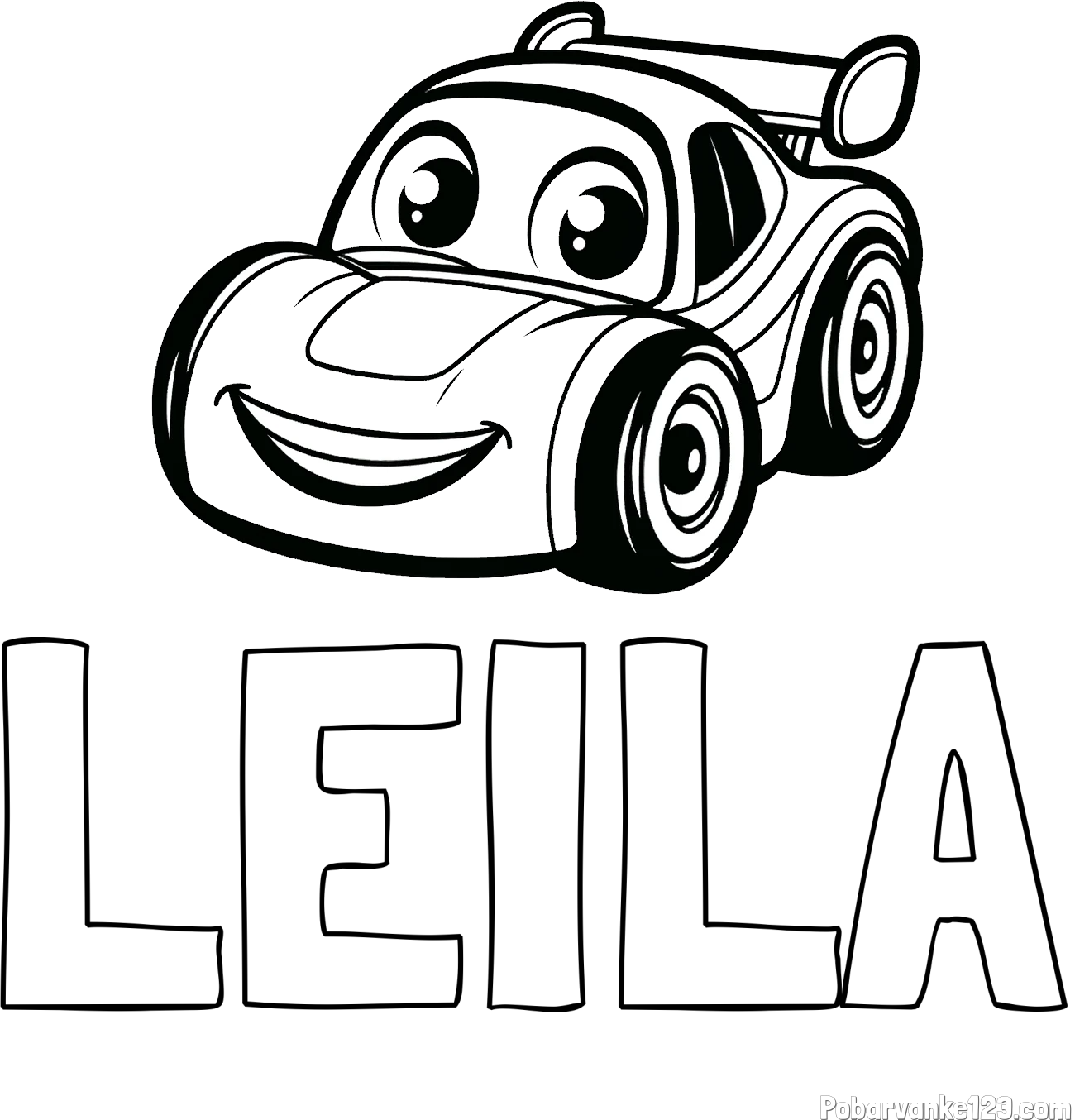 Pobarvanka imena LEILA in pobarvanka otroškega avtomobila