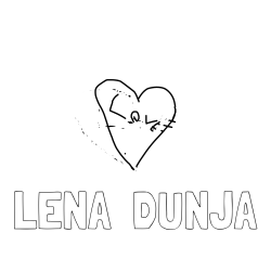 Online izdelana pobarvanka - Pobarvanka imena LENA  DUNJA in srce z napisom love