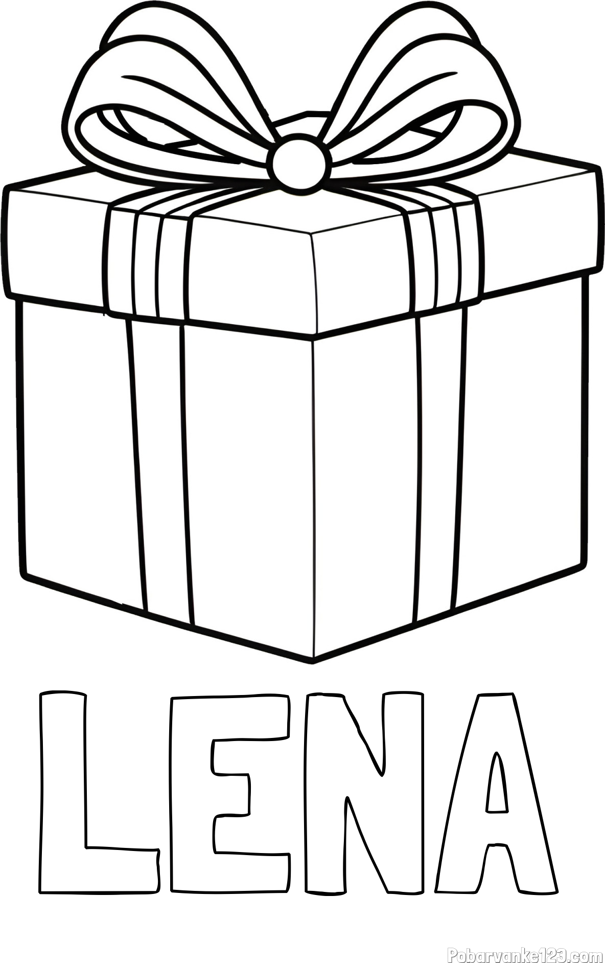 Pobarvanka imena LENA in pobarvanka darila s pentljo