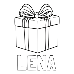 Online izdelana pobarvanka - Pobarvanka imena LENA in pobarvanka darila s pentljo