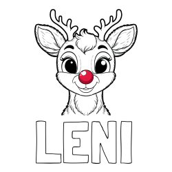 Online izdelana pobarvanka - Pobarvanka imena LENI in otroška pobarvanka simpatičnega jelenčka Rudolfa
