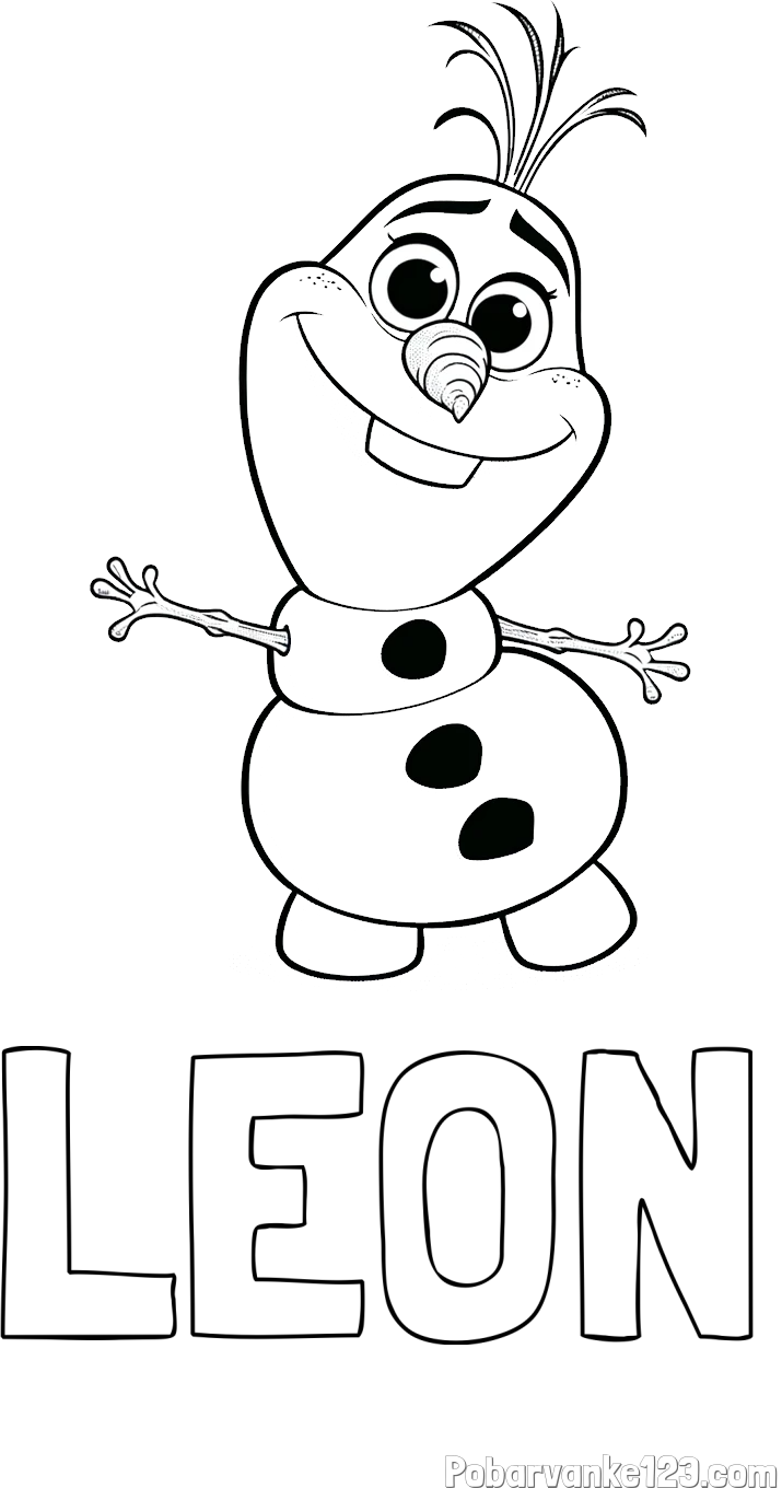 Pobarvanka imena LEON in pobarvanka prisrčnega snežaka Olaf