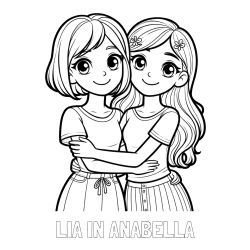 Online izdelana pobarvanka - Pobarvanka imena LIA IN ANABELLA in pobarvanka ljubkih prijateljic