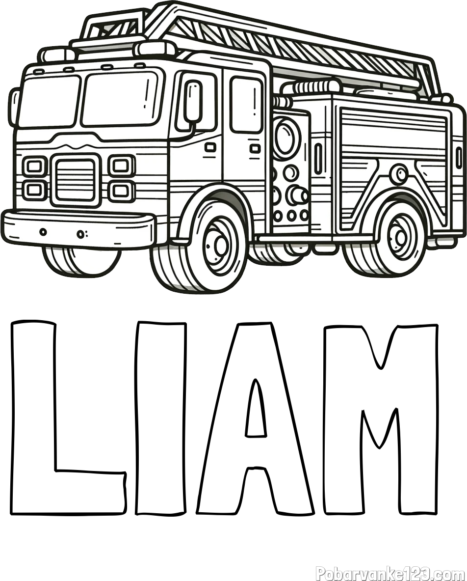 Pobarvanka imena LIAM in pobarvanka gasilskega avta z veliko podrobnostmi