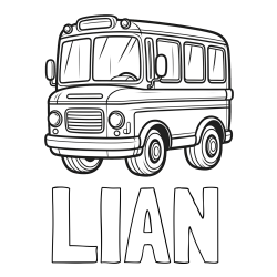 Online izdelana pobarvanka - Pobarvanka imena LIAN in pobarvanka majhnega avtobusa