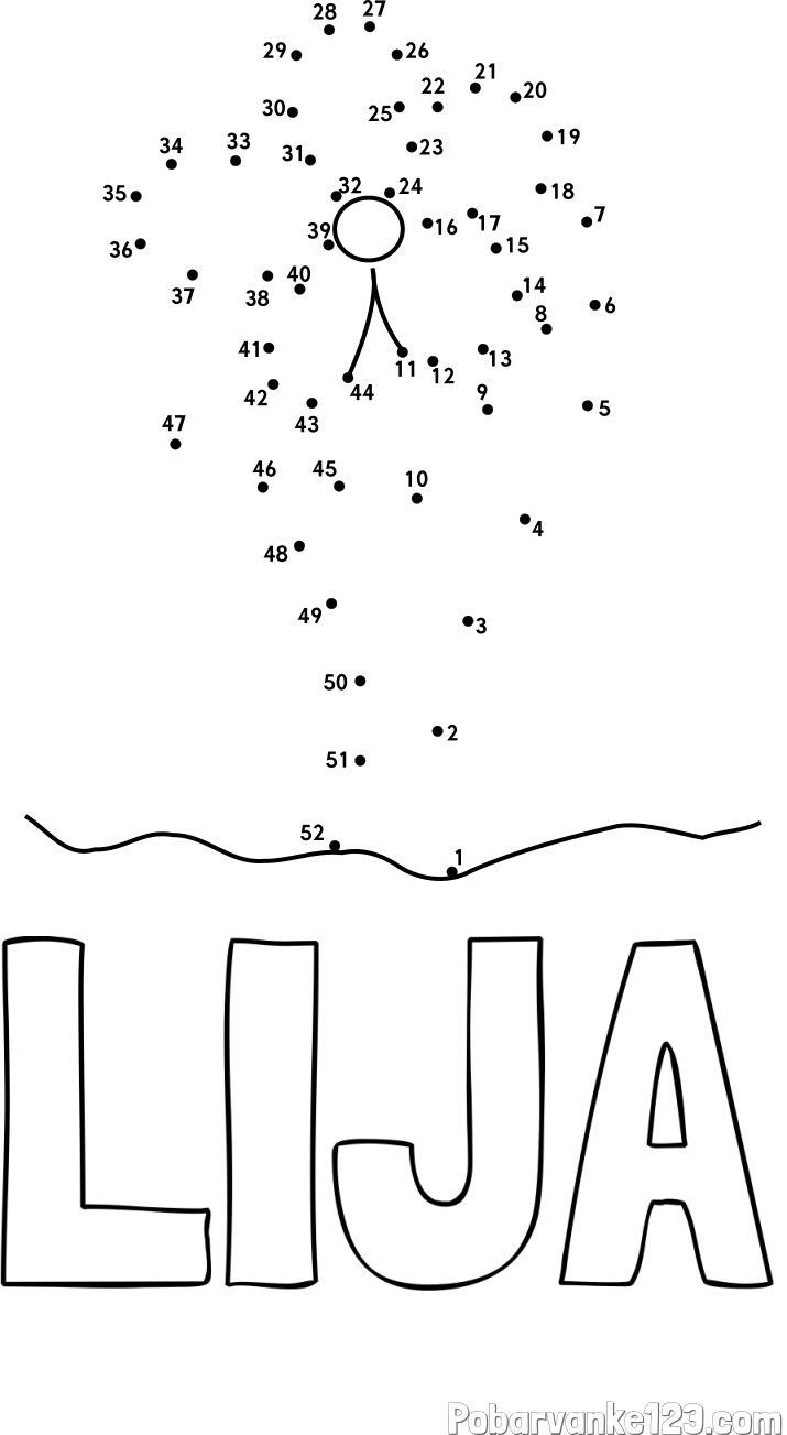 Pobarvanka imena LIJA in Črtna pobarvanka cvetlice