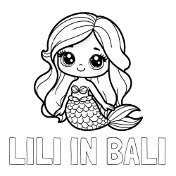 Online izdelana pobarvanka - Pobarvanka imena LILI IN BALI in pobarvanka prikupne morske deklice