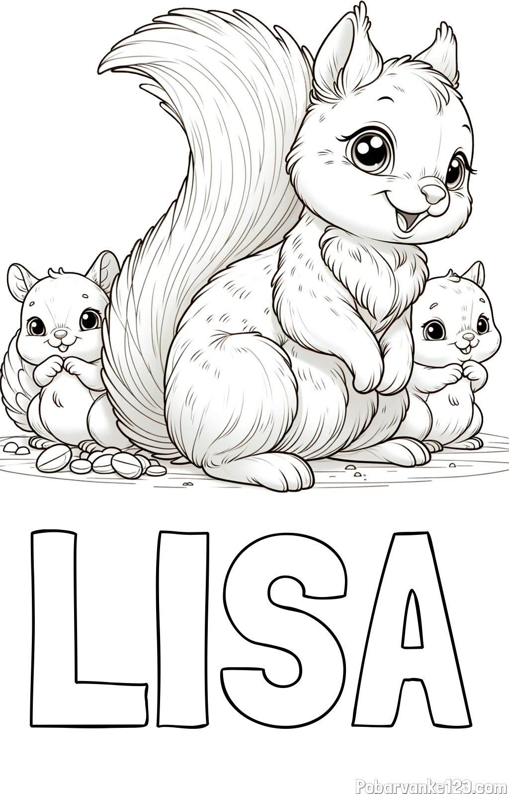 Pobarvanka imena LISA in pobarvanka veveričje družine
