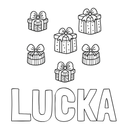 Online izdelana pobarvanka - Pobarvanka imena LUČKA in pobarvanka božičnih daril