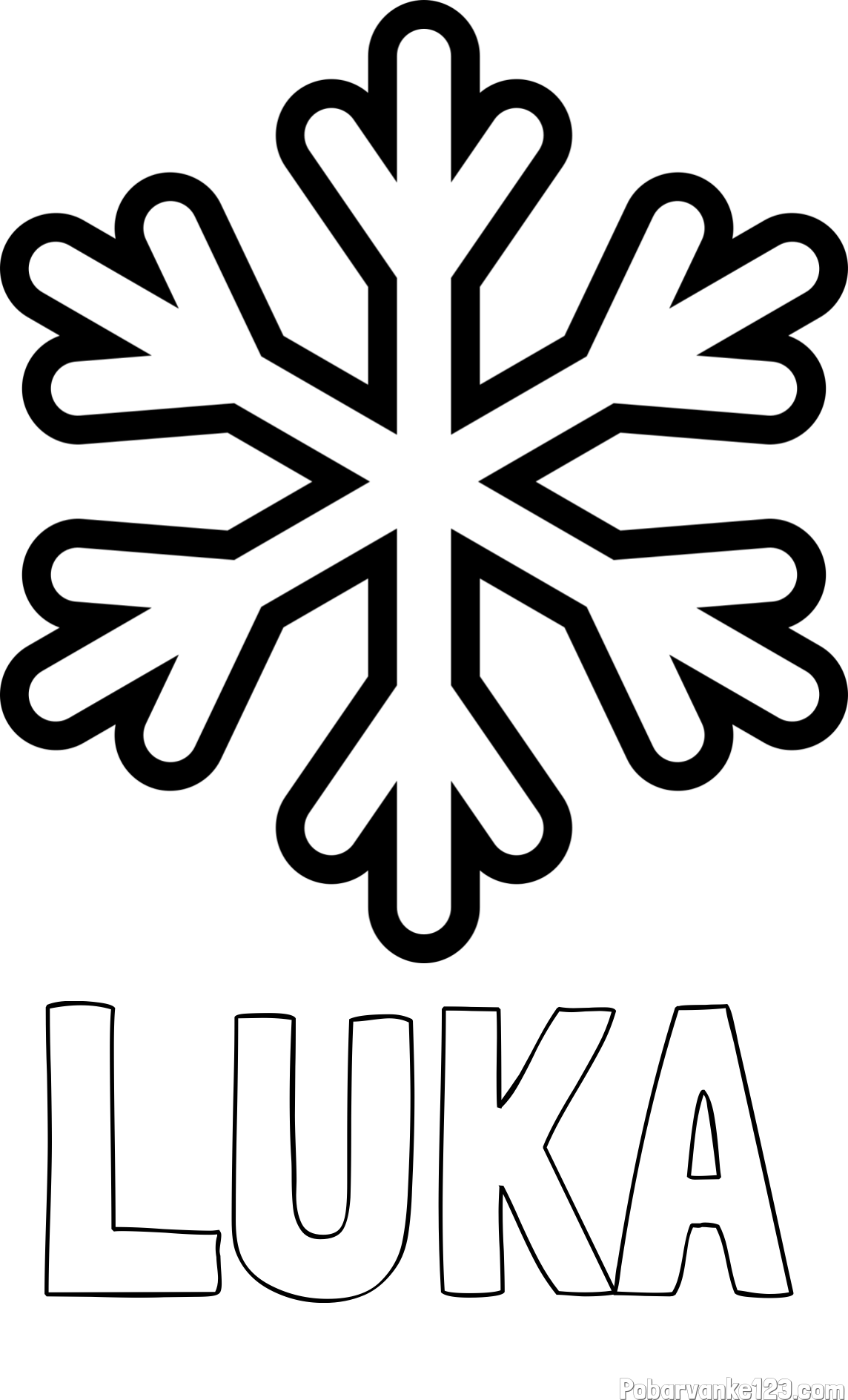 Pobarvanka imena LUKA in pobarvanka enostavne snežinke