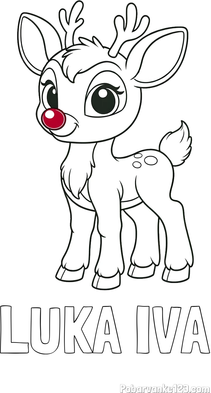 Pobarvanka imena LUKA IVA in pobarvanka nasmejanega jelenčka Rudolfa