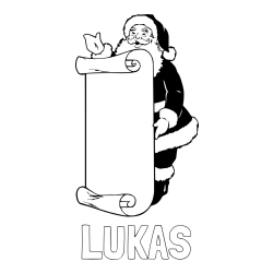 Online izdelana pobarvanka - Pobarvanka imena LUKAS in pobarvanka Božička s seznamom želja