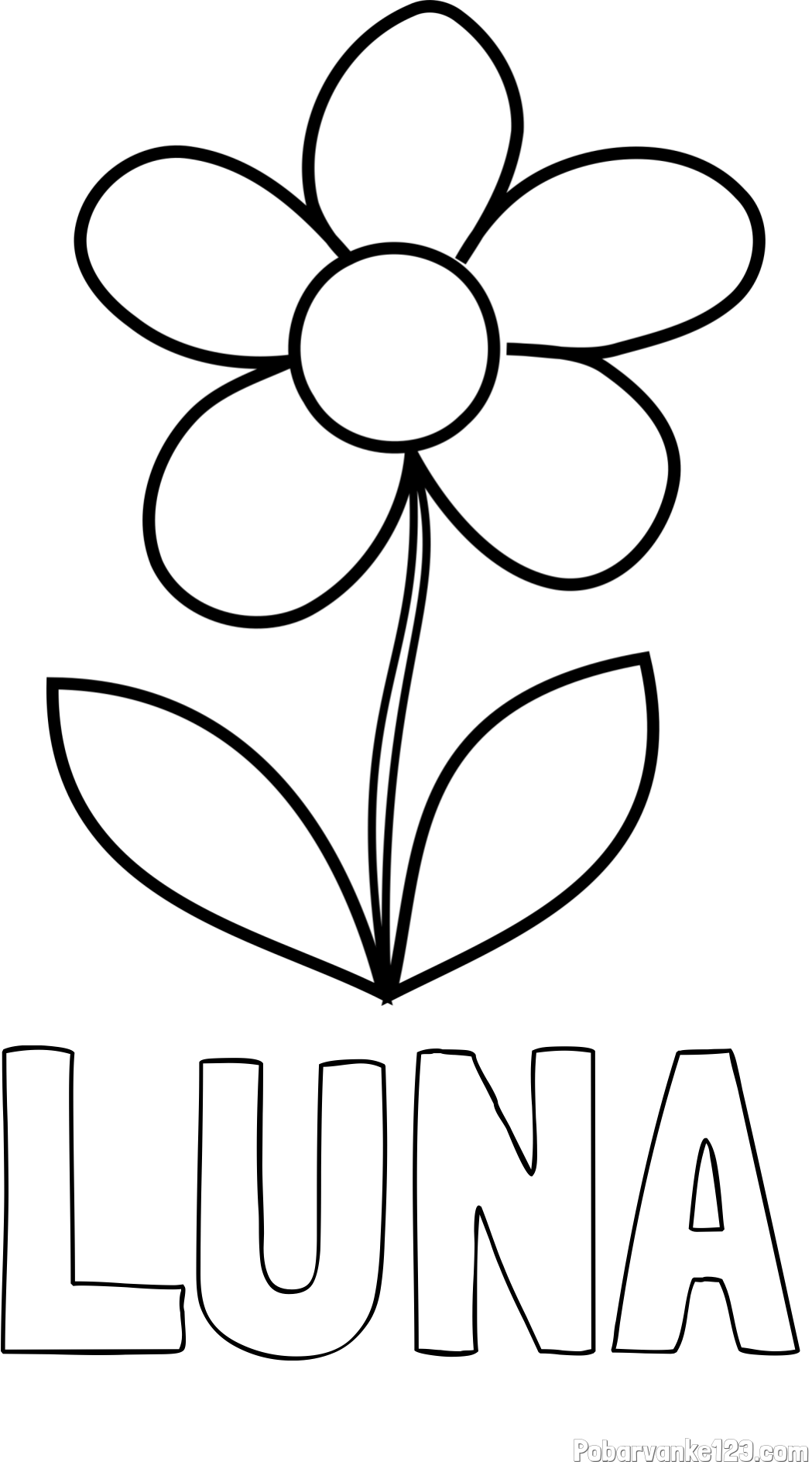 Pobarvanka imena LUNA in otroška pobarvanka rože