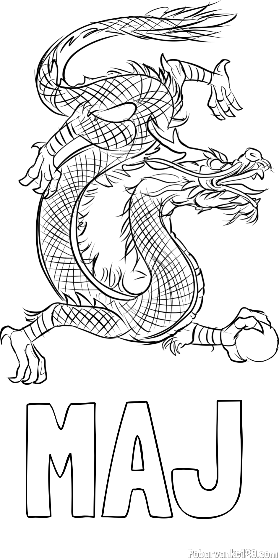 Pobarvanka imena MAJ in pobarvanka kitajskega zmaja