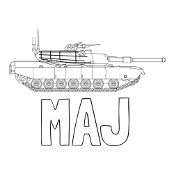 Online izdelana pobarvanka - Pobarvanka imena MAJ in pobarvanka tanka M1 Abrams