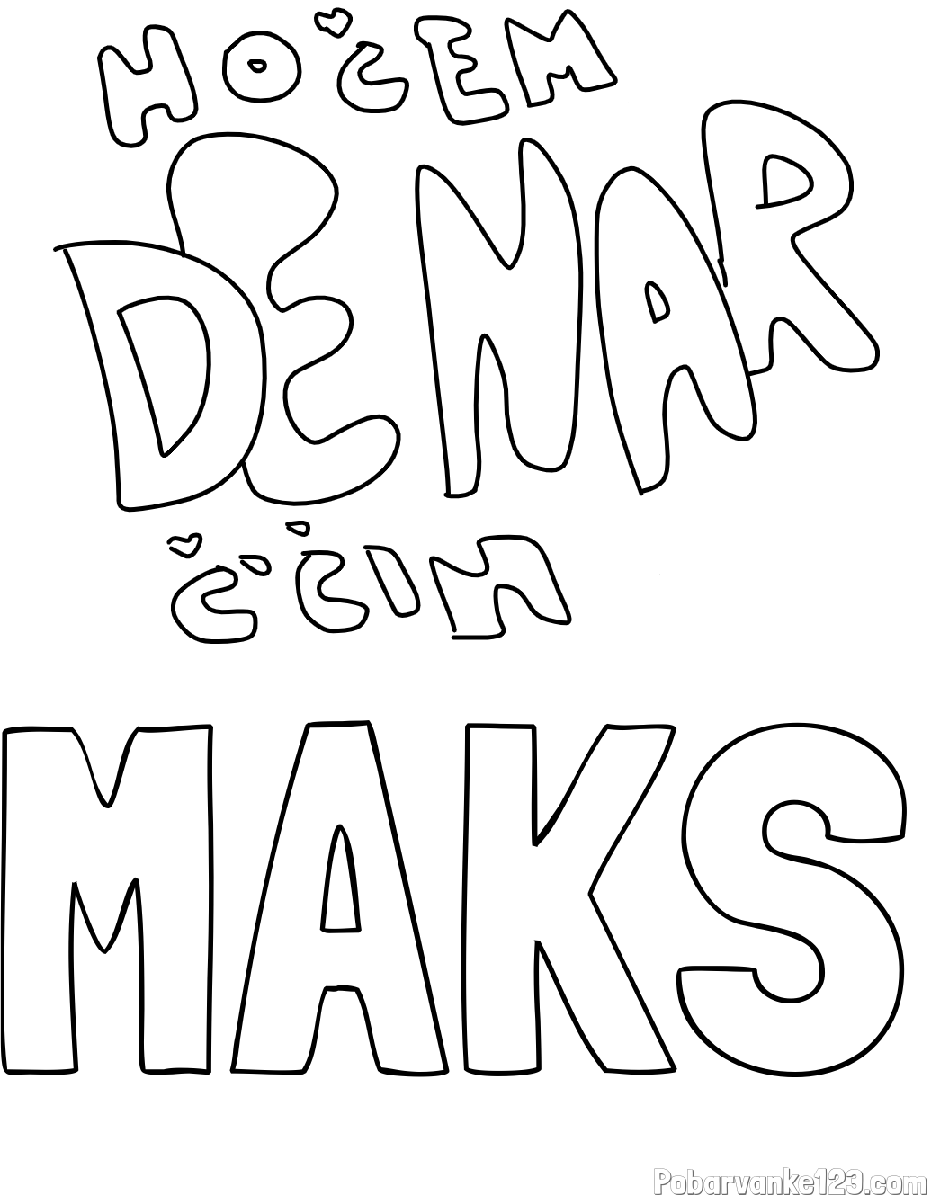 Pobarvanka imena MAKS in pobarvanka Hočem denar 💲