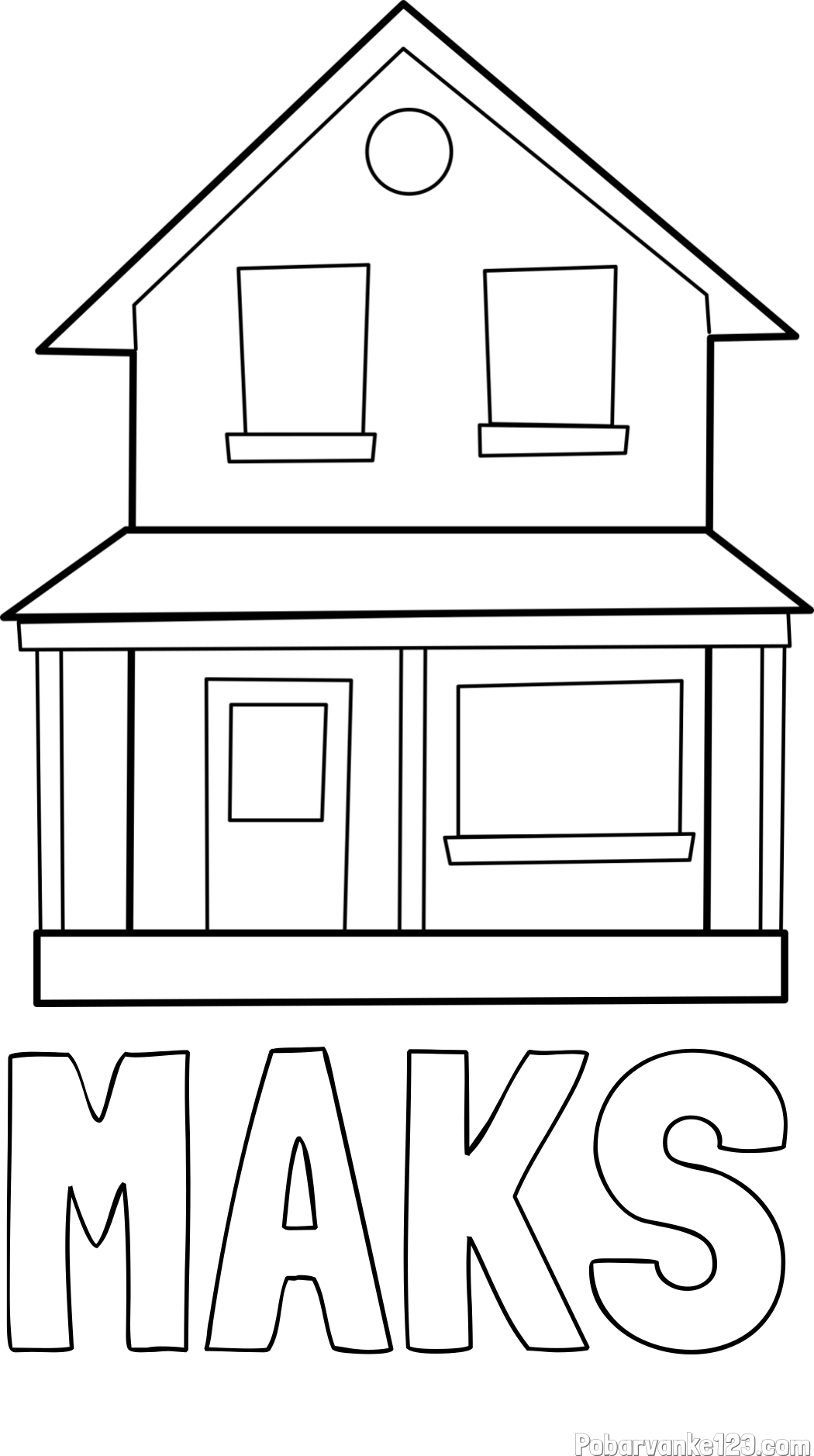 Pobarvanka imena MAKS in pobarvanka preproste hiše
