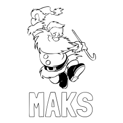 Online izdelana pobarvanka - Pobarvanka imena MAKS in pobarvanka razigranega Božička