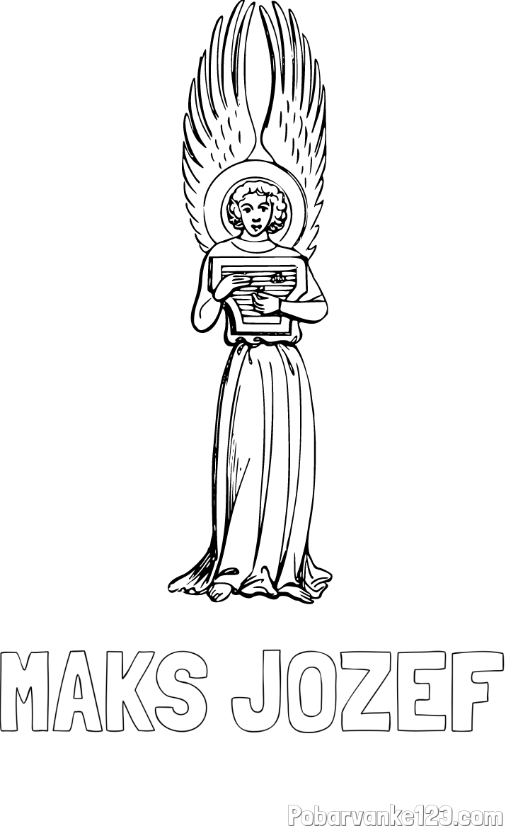 Pobarvanka imena MAKS JOŽEF in pobarvanka angela s citrami