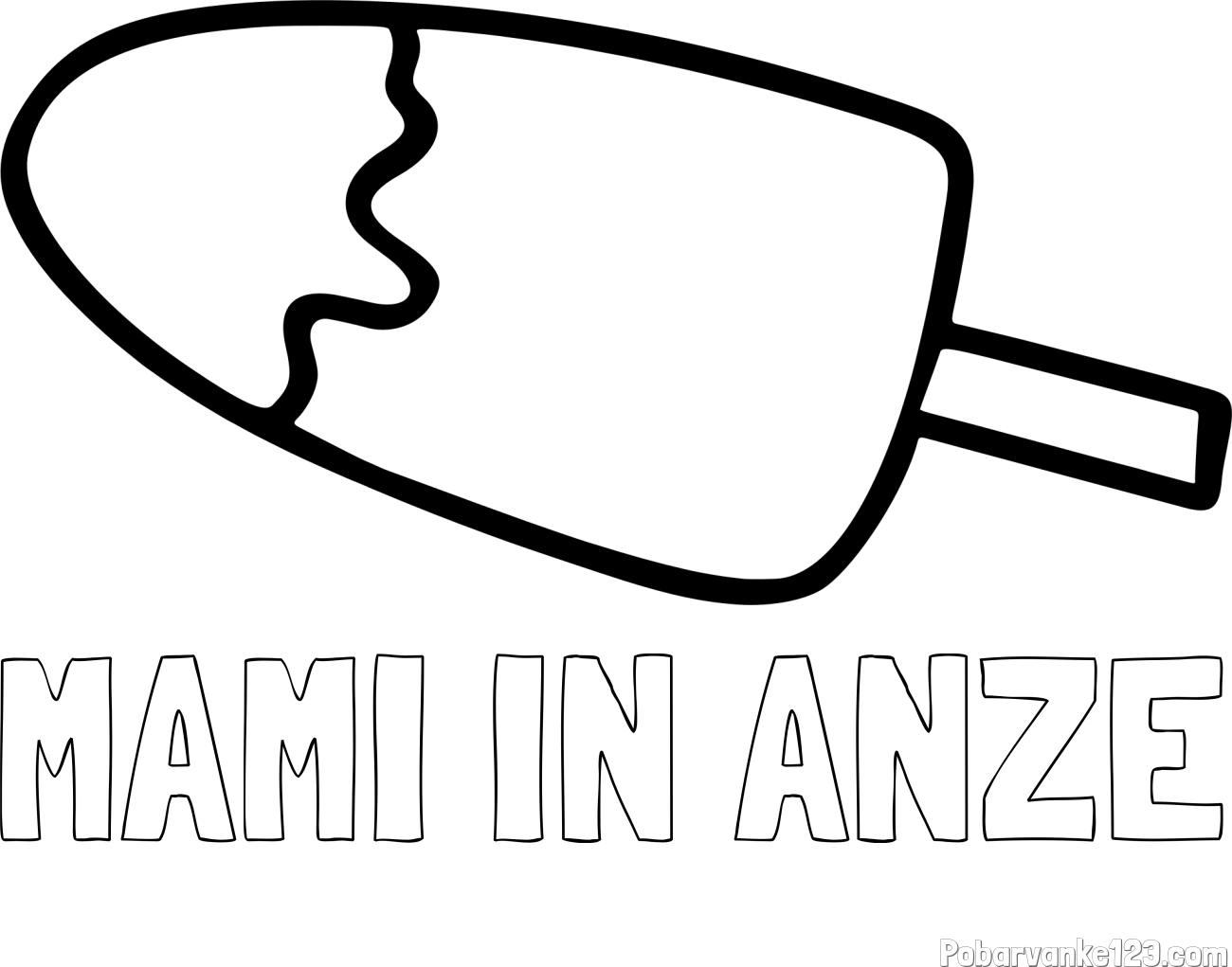 Pobarvanka imena MAMI IN ANŽE in pobarvanka lučke (sladoled na palčki)