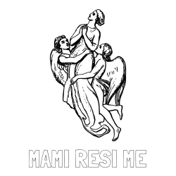 Online izdelana pobarvanka - Pobarvanka imena MAMI REŠI ME in rojen z angeli