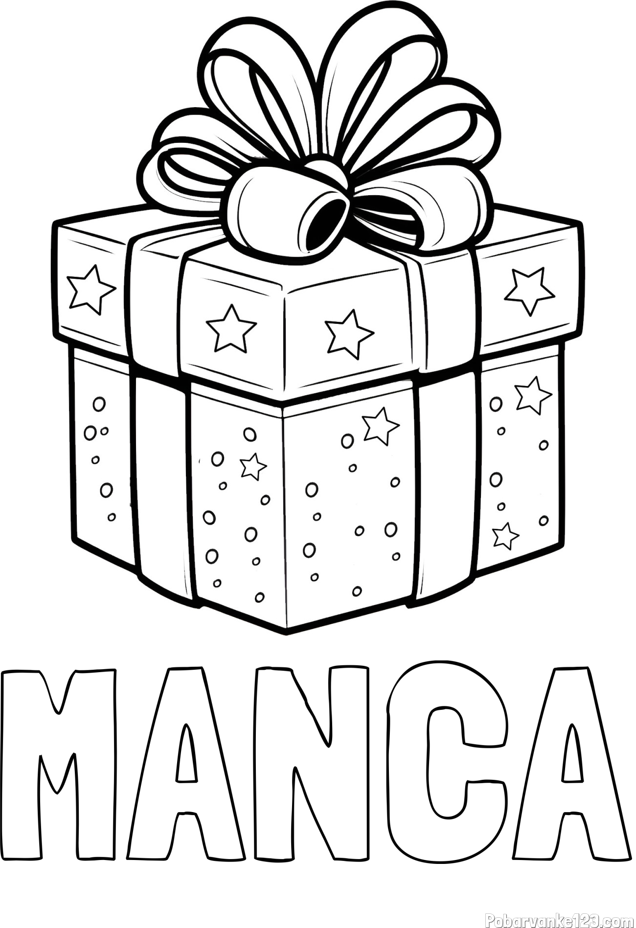 Pobarvanka imena MANCA in pobarvanka božičnega darila
