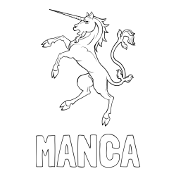 Online izdelana pobarvanka - Pobarvanka imena MANCA in samorog Pua