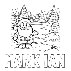 Online izdelana pobarvanka - Pobarvanka imena MARK IAN in pobarvanka Božička v naravi