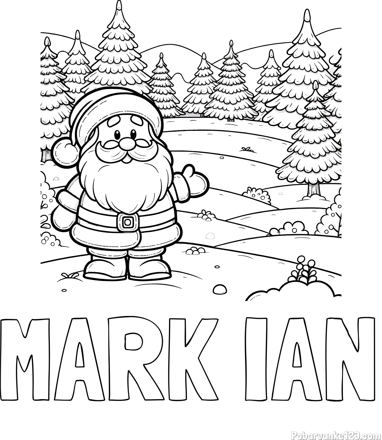 Pobarvanka imena MARK IAN in pobarvanka Božička v naravi