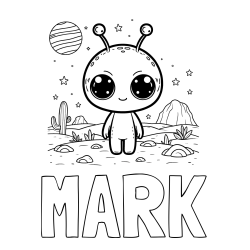 Online izdelana pobarvanka - Pobarvanka imena MARK in pobarvanka marsovca