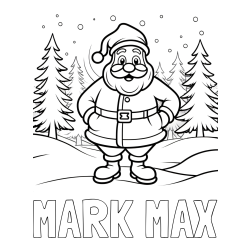 Online izdelana pobarvanka - Pobarvanka imena MARK MAX in pobarvanka Božička v gozdu
