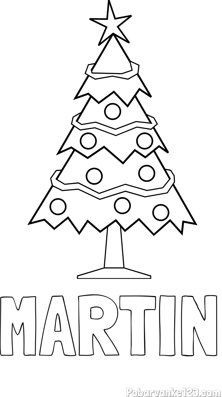 Pobarvanka imena MARTIN in pobarvanka božične smrečice