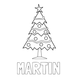 Online izdelana pobarvanka - Pobarvanka imena MARTIN in pobarvanka božične smrečice