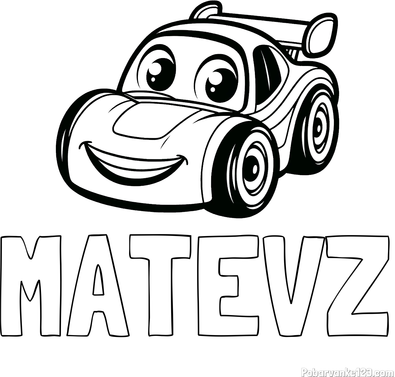 Pobarvanka imena MATEVŽ in pobarvanka otroškega avtomobila