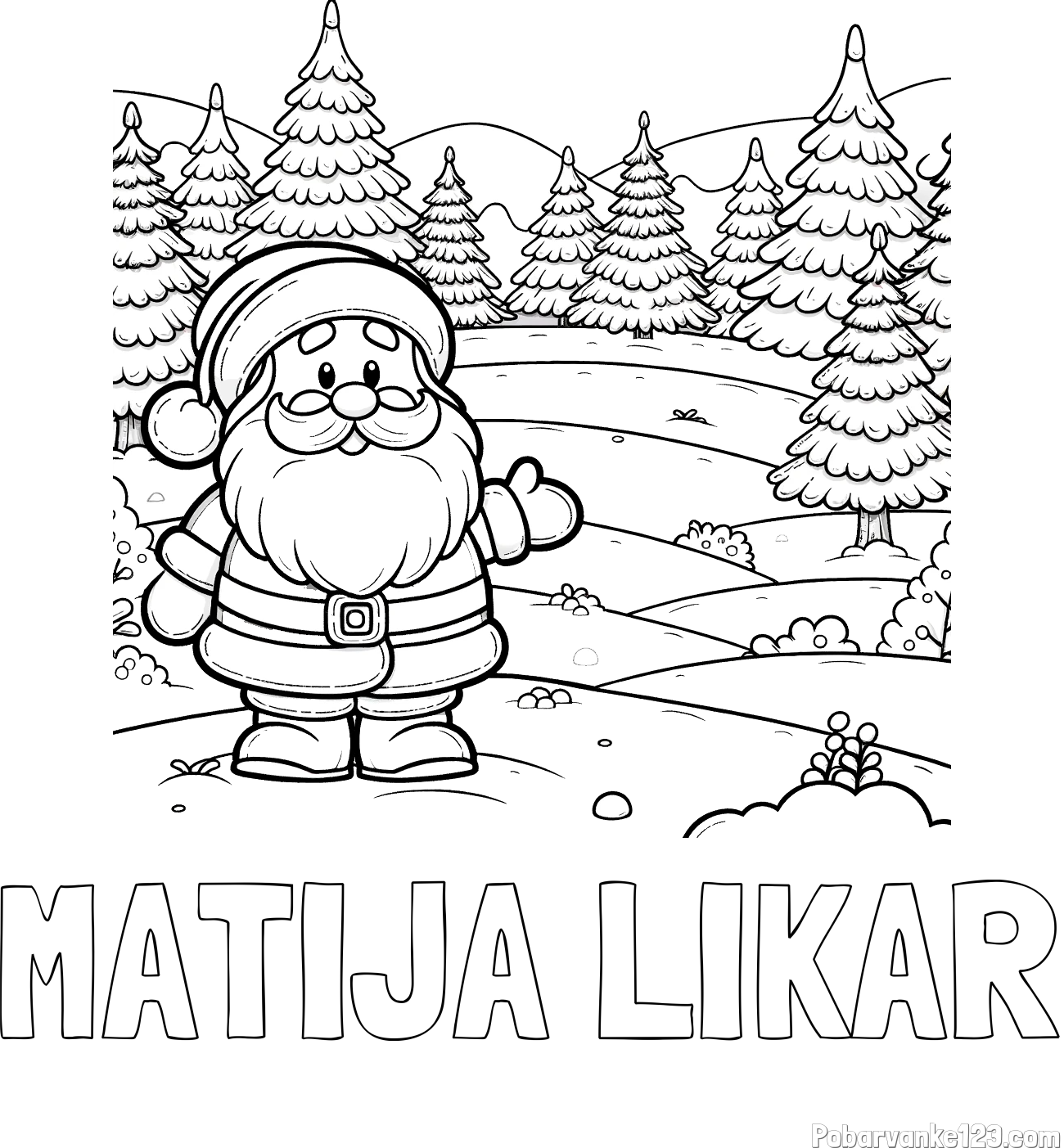 Pobarvanka imena MATIJA LIKAR in pobarvanka Božička v naravi