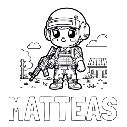 Online izdelana pobarvanka - Pobarvanka imena MATTEAS in preprosta otroška PUBG pobarvanka