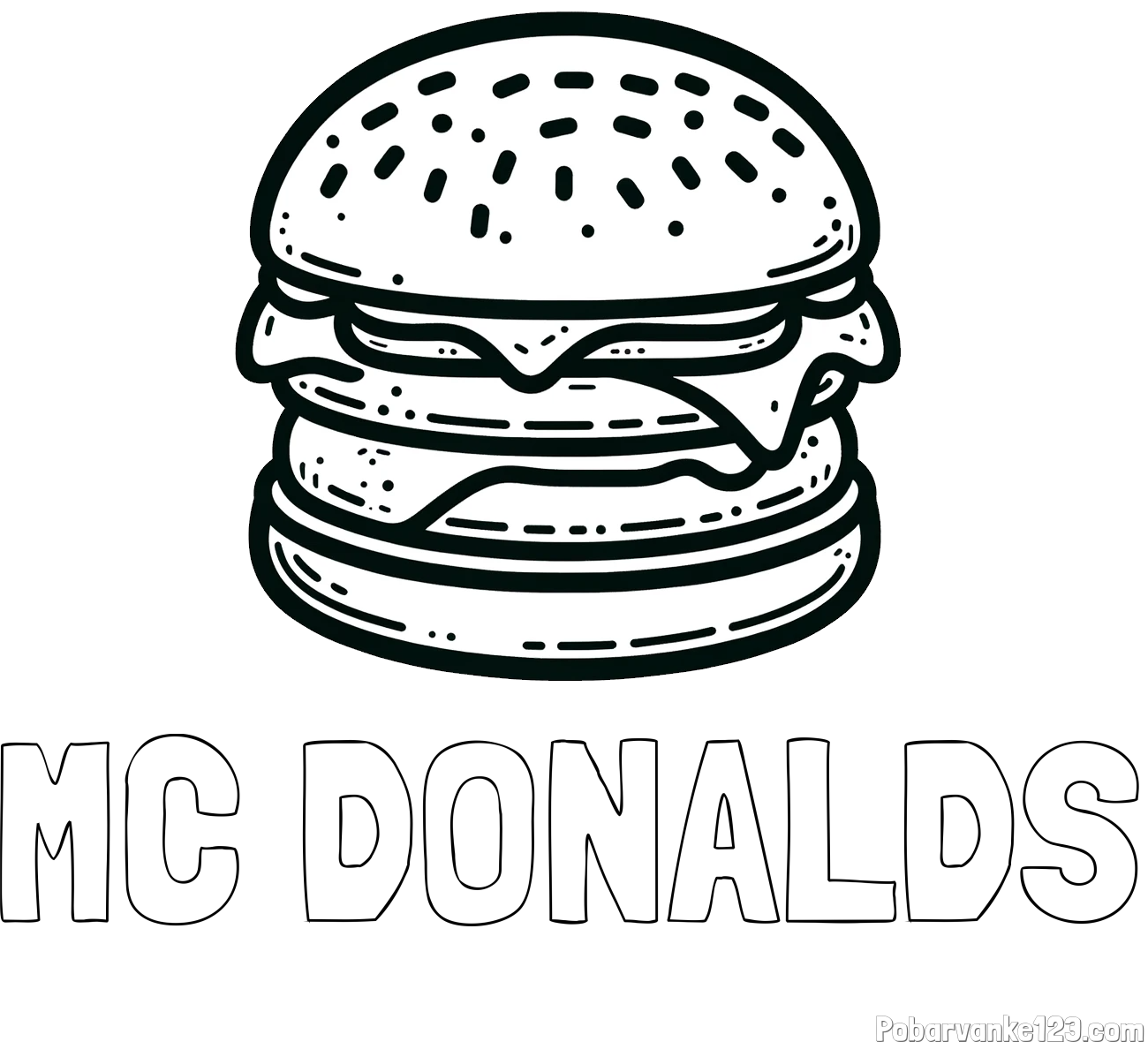 Pobarvanka imena MC DONALDS in preprosta pobarvanka hamburgerja