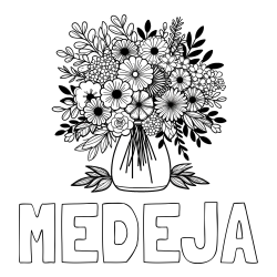 Online izdelana pobarvanka - Pobarvanka imena MEDEJA in pobarvanka veliekga šopka rož