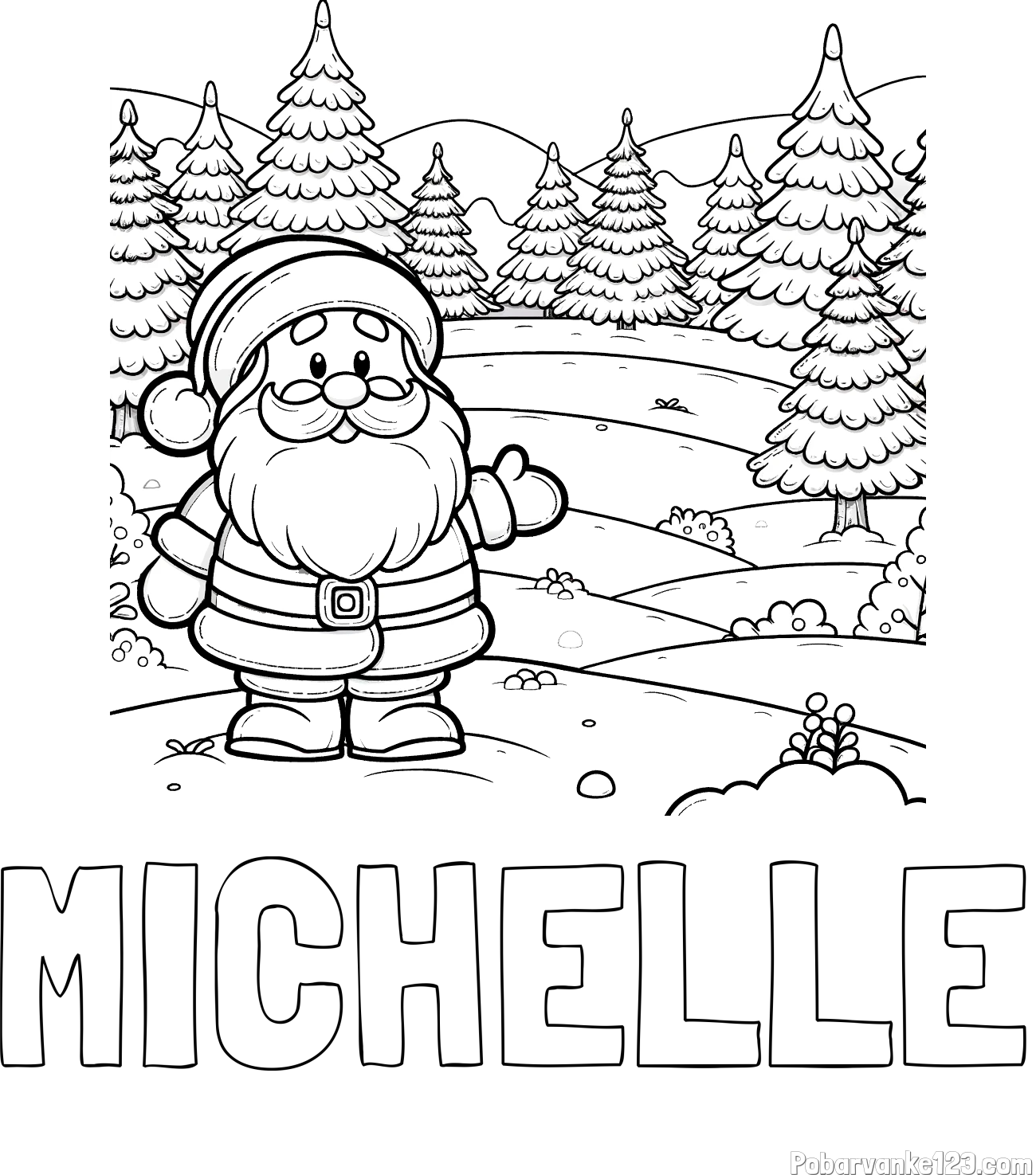 Pobarvanka imena MICHELLE in pobarvanka Božička v naravi