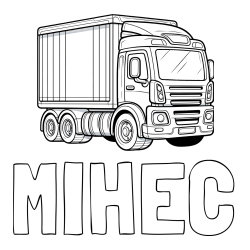 Online izdelana pobarvanka - Pobarvanka imena MIHEC in pobarvanka velikega tovornjaka