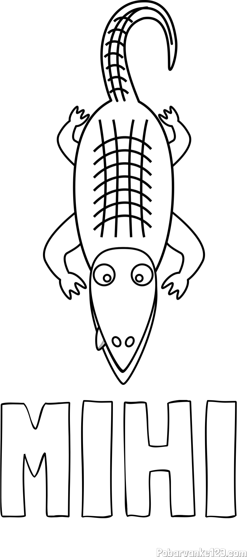 Pobarvanka imena MIHI in pobarvanka strašnega krokodila