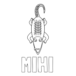 Online izdelana pobarvanka - Pobarvanka imena MIHI in pobarvanka strašnega krokodila