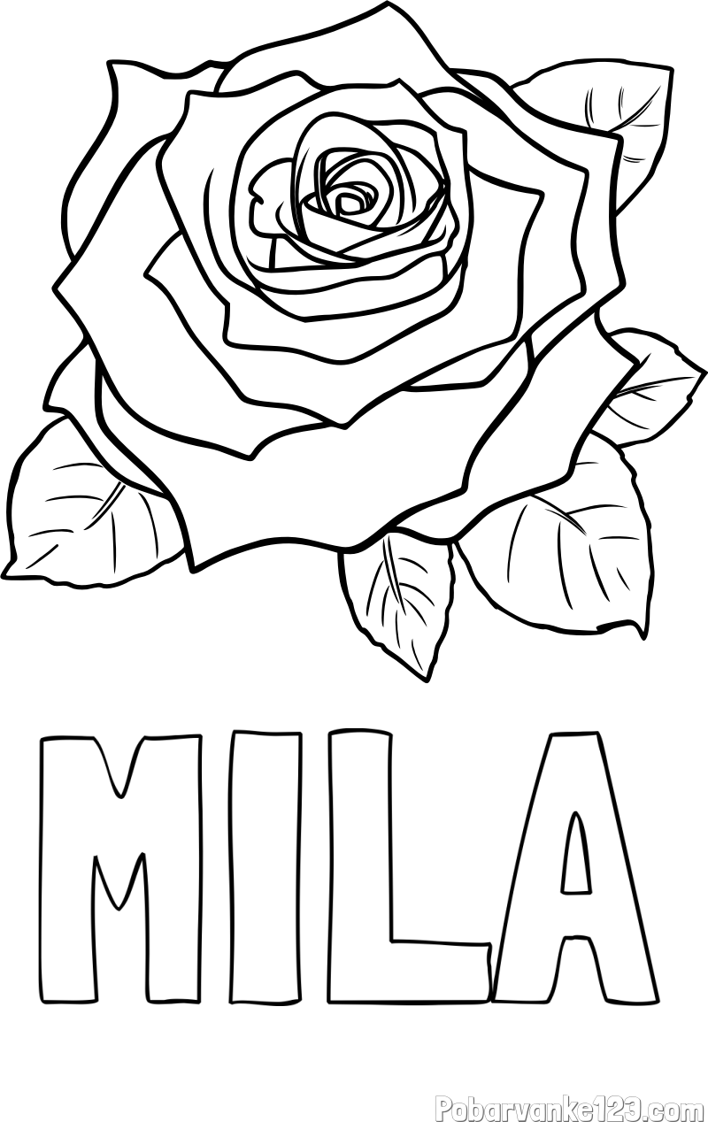 Pobarvanka imena MILA in pobarvanka vrtnice