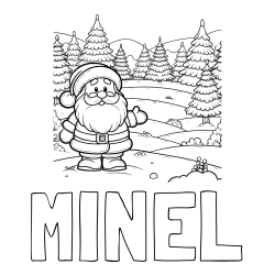 Online izdelana pobarvanka - Pobarvanka imena MINEL in pobarvanka Božička v naravi