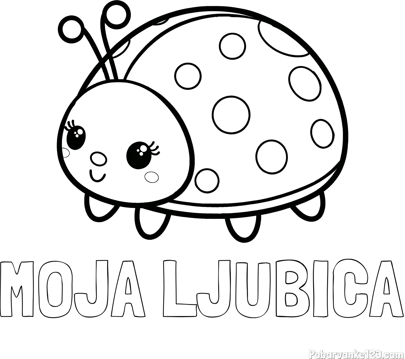 Pobarvanka imena MOJA LJUBICA in pobarvanka ljubke pikapolonice