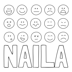 Online izdelana pobarvanka - Pobarvanka imena NAILA in pobarvanka smeškov