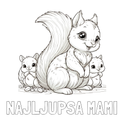 Online izdelana pobarvanka - Pobarvanka imena NAJLJUPSA MAMI in pobarvanka veveričje družine